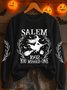 Vintage Crew Neck Halloween Witch Pattern Sweatshirt