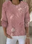 Women Floral Long Sleeve Comfy Vintage Sweater