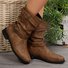 Vintage Plain Slip On Flat Heel Straight Boots