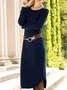 Women Plain Spring/Fall Dress Crew Neck Long Sleeve T-Shirt Dress A-Line Dress