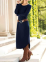 Women Plain Spring/Fall Dress Crew Neck Long Sleeve T-Shirt Dress A-Line Dress