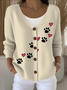 Women Cotton Animal Long Sleeve Comfy Casual Cardigan