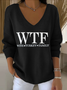 Women Cotton Text Letters Long Sleeve Comfy Casual Sweater