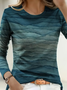 Casual Abstract Crew Neck Long Sleeve T-shirt