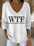 Women Cotton Text Letters Long Sleeve Comfy Casual Sweater