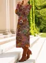 Women Floral Spring/Fall Dress Crew Neck Long Sleeve T-Shirt Dress A-Line Dress