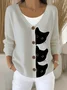 Women Cat Long Sleeve Comfy Casual Cardigan