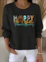Women Cotton Text Letters Long Sleeve Comfy Vintage Sweater