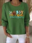 Women Cotton Text Letters Long Sleeve Comfy Vintage Sweater