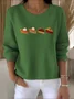 Women Cotton Geometric Long Sleeve Comfy Vintage Sweater