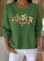 Women Cotton Text Letters Long Sleeve Comfy Vintage Sweater
