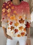 Women Gradient Pattern Long Sleeve Comfy Vintage Sweater