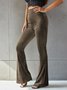 Women Plain Long Elastic Waist Pants Vintage Spring/Fall Trousers