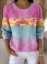 Women Cotton Ombre Long Sleeve Comfy Vintage Sweater
