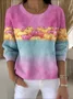 Women Cotton Ombre Long Sleeve Comfy Vintage Sweater