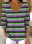Women Cotton Striped Long Sleeve Comfy Casual Sweater