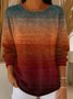 Women Imitation Cashmere Striped Long Sleeve Comfy Vintage Sweater