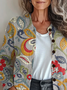 Women Floral Long Sleeve Comfy Vintage Printing Cardigan