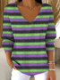 Women Cotton Striped Long Sleeve Comfy Casual Sweater