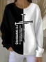 Casual Crew Neck Color Block Sweatshirt