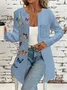 Women Spring/Fall Outerwear Vintage Floral Long Sleeve Crew Neck Jacket