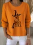Women Cotton Text Letters Long Sleeve Comfy Vintage Sweater