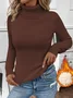 Vintage Plain Turtleneck Long Sleeve T-shirt
