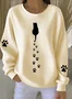 Casual Crew Neck Animal Sweatshirt