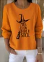 Women Cotton Text Letters Long Sleeve Comfy Vintage Sweater
