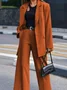 Women Plain Two-Piece Set Daily Long Sleeve Casual Spring/Fall Coat With Pants Matching Set