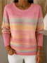 Women Cotton Ombre Long Sleeve Comfy Vintage Sweater