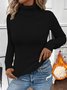 Vintage Plain Turtleneck Long Sleeve T-shirt