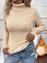 Vintage Plain Turtleneck Long Sleeve T-shirt