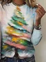 Vintage Christmas Tree Crew Neck Long Sleeve T-shirt