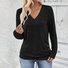 Casual Plain V Neck Long Sleeve T-shirt