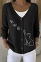 Women Cotton Animal Long Sleeve Comfy Casual Cardigan