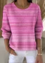Women Cotton Ombre Long Sleeve Comfy Vintage Sweater