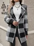Women Spring/Fall Outerwear Vintage Split Joint Plaid Long Sleeve Hooded Jacket