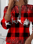 Casual Crew Neck Christmas Plaid Printing Comfy Sweatshirt 