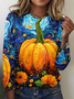 Vintage Halloween Crew Neck Long Sleeve T-shirt