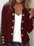 Women Plain Spring/Fall Outerwear Urban Buttoned Long Sleeve Notched Regular Blazer