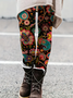 Women Floral Casual All Season Printing Long Leggings