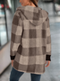 Women Spring/Fall Outerwear Vintage Split Joint Plaid Long Sleeve Hooded Jacket