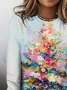 Vintage Christmas Tree Crew Neck Long Sleeve T-shirt
