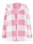 Women Spring/Fall Outerwear Vintage Split Joint Plaid Long Sleeve Hooded Jacket