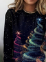 Vintage Christmas Tree Crew Neck Long Sleeve T-shirt