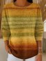 Women Imitation Cashmere Striped Long Sleeve Comfy Vintage Sweater