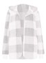 Women Spring/Fall Outerwear Vintage Split Joint Plaid Long Sleeve Hooded Jacket