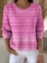 Women Cotton Ombre Long Sleeve Comfy Vintage Sweater
