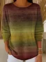 Women Imitation Cashmere Striped Long Sleeve Comfy Vintage Sweater